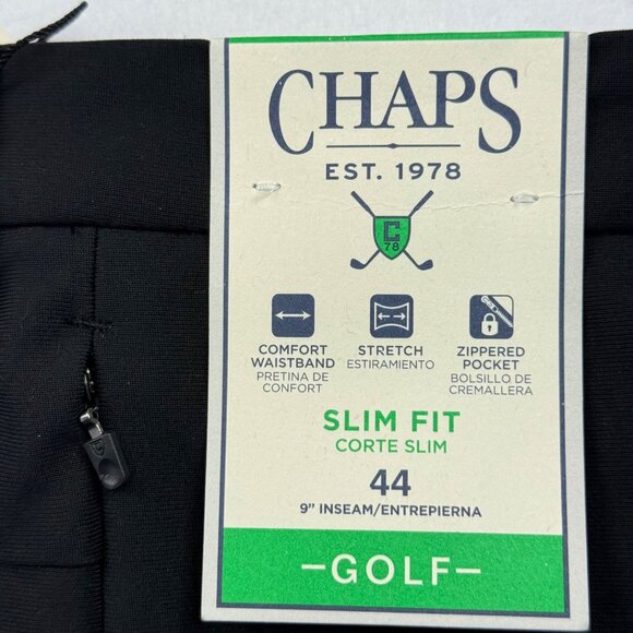 Chaps Golf Mens Slim Fit Black Onyx Stretch Shorts Size 44 Comfort Waistband NWT - Picture 5 of 11